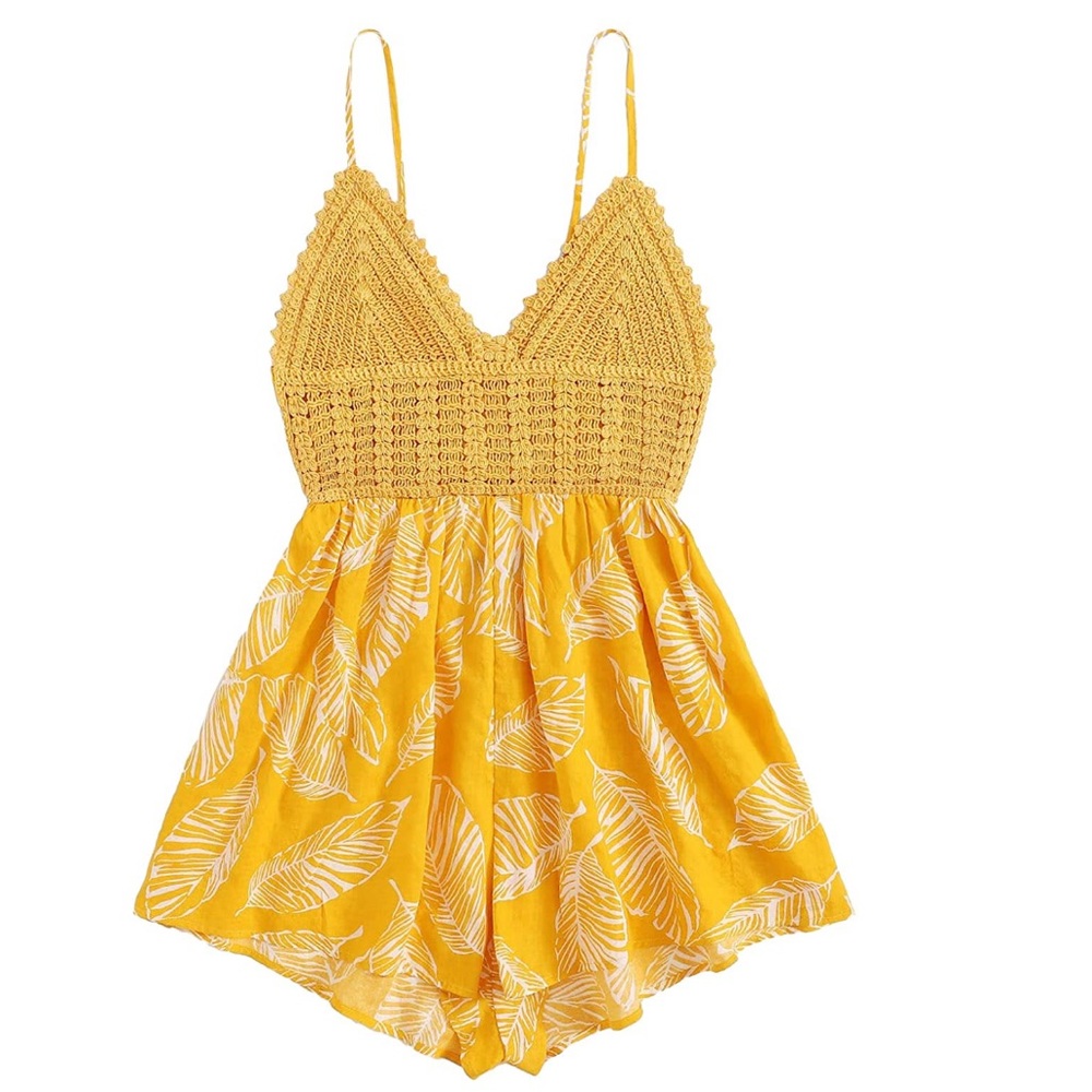 NEW Yellow Crochet Romper - Picture 2 of 4